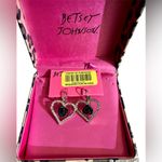 Betsey Johnson Betsy Johnson Rhinestone Earrings (Heart with Black Rose in the Middle) Photo 1
