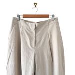 ZARA  Pleated Linen Straight Leg Pants Beige Sz L NWT Photo 2