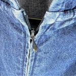 Chic Size Medium Denim Zipper Front Hoodie with Pockets & 3” side slit V… Blue Photo 7