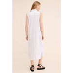 DONNI White Blue Striped Sleeveless Collared Neckline Button Front Dress Size L Size L Photo 2