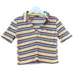 ZARA  striped ribbed cropped  knit polo shirt size small Photo 2