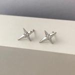 925 Silver Plated Star Stud Earrings for Men Women,CZ Star Earrings,Unisex Earrings Photo 0