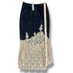Cache Caché Black Silk Skirt Gold Lace Overlay Y2K Cocktail Whimsigoth Size 4 NWT Photo 3