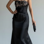 Jessica McClintock  Crochet Top Elegant Black Tie Formal Gown Dress Photo 0