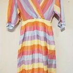 Tara Jarmon Stripey Midi‎ dress pastel Rainbow French 38 US S/6 Photo 0