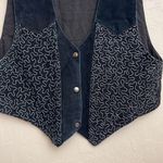 Vintage Leather Cowgirl Button Vest Embroidered Black Size L Photo 1