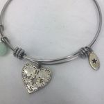 Unwritten  Heart Compass Bangle bracelet Green Stone silver tone Photo 2