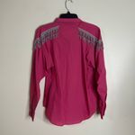 Wrangler Vtg  western wear button up pink long sleeve top with beaded tassels L Photo 4