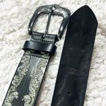 EXPRESS Vintage Western Leather Women’s Belt Small Black White Buckle Adjustable Photo 3