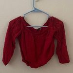 Brandy Melville red long sleeve off the shoulder crop blouse top Photo 4
