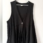 VTG FOCUS Button Down Tank Top Retro Funky Ribbed Cardigan Tank Black Size L XL Photo 0
