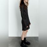 ZARA  New Women Black/White Long Sleeve Polka Dot Satin Dress Size Large Photo 4