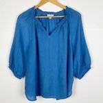 J.Jill  Love Linen Relaxed Peasant Top Blue Size Medium Photo 0