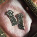 Vintage 1950s Dangle Clip On Earrings Silver Photo 1