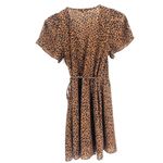 Madewell  Leopard Print Cotton Short Flutter-Sleeve VNeck Wrap Mini Dress Photo 8