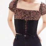 I am gia I.AM.GIA Rhia Lace Up Corset Top in Leopard and Black Photo 9