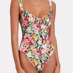 We Wore What Ruched Floral Ruched One-Piece Swimsuit Multicolor Women's Size XS Photo 0