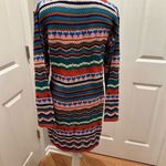 Free The Roses XS Chevron Striped Knit Sweater Dress Long Sleeve Crew Neck Blue Photo 2