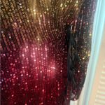 Premier Amour Ombré Sequin Wrap Dress Burgundy Gold Long Sleeve Party Size 10 Red Photo 6