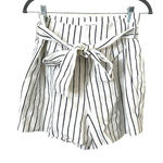Saylor Linen Striped High Waist Shorts with Belt Sz M Photo 0