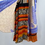 ZURY Wrap Skirt Free Size Boho Festival Hippie Bohemian Rave Made in India Rayon Blue Photo 10