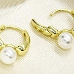 Mini Pearl Hoop Earrings Gold Photo 0