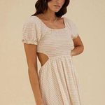 Rachel Parcell [] Tan Micro Gingham Print Open Back Smocked Mini Dress NWT Sz XXL Photo 0