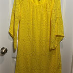 Tacera Women's Dress Yellow Medium Bright Lace Long Sleeve Work Office M Photo 0