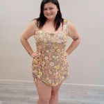 Cider  Champagne Sequin Scoop Neckline Floral Split Mini Dress - Size 1X Photo 3