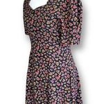 Vintage Rampage Dress Black Dark Floral Detail Sweetheart Neck Puff Sleeve Mini Size XS Photo 3