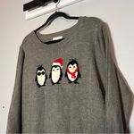 New York & Company Sweater Crewneck Gray Penguins Christmas Holiday Size Medium Photo 0