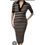 Caroline Constas Dress Womens Small Stripe Ribbed Knit Midi Crochet Trim Shirt Photo 14