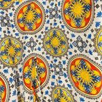 Charter Club Eclectic Hippie Blue Vermillion White Yellow Retro Medallion Blouse Photo 1