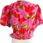 Lulumari boho floral tropical twist-front crop top Size XL Photo 3
