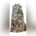 Karen Kane Dress Womens Medium Beige Multi Floral 100% Linen Maxi Vintage 90s Photo 9