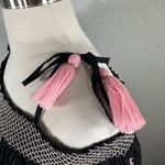 Love Shack Fancy  Black Pink Smocked Embroidered Dress Photo 11