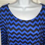 Shanley Chevron Mesh Back Casual Long Sleeve Top Hi Lo Hem Royal Blue Black M Size M Photo 9