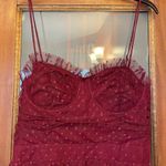 Lulus Lulu’s Sweetheart Burgundy Bustier Tulle Tiered Polka Dot Cocktail Party Dress Photo 1