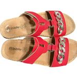 Inblu Shoes Womens Size US 7 Red Slide Sandals Chain Leather Footbed Slip On Photo 6