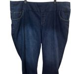 Woman Within  26W Petite Blue Straight Leg Pull On Stretch Denim Jeans Dark Wash Photo 4