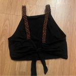 Urban Outfitters Black Wooden Boho Beaded Tie Back Crop Top Women’s Size Small Photo 1