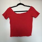 Abound  Off Shoulder Smocked Top in Red, Medium Photo 5