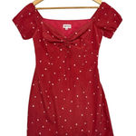 Super Down Revolve Dress Womens XS Red Heart Ruched Tie Mini Valentines Day Sexy Photo 0