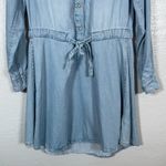 All Saints Women 2 Blue Denim Chambray Calla Bay Shirt Dress Snaps Tie Waist Photo 1