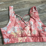 Anthropologie  Daily Practice Pink Scalloped Floral Print Athletic Sports Bra M Photo 5