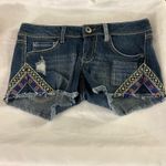 Mudd Jeans Aztec Distressed Denim Shorts 3 Boho Festival Southwestern Tribal Photo 2