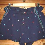Something Navy NWT Blue Floral Embroidered High Waist Shorts Photo 3