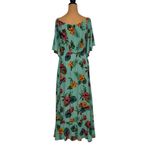 Anthropologie Label of Love Floral Maxi Dress Tassel Tie Neck Bohemian Resort Green Size L Photo 2
