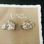 UNO de 50 Wild Bush Bezel Set Crystal‎ Leaf Stud Earrings, Silver/Pink, NWT Pink Photo 4