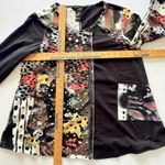 Ali Miles Black Colorblock Abstract 3/4 Sleeve Tunic Top Modern Chic Sz PM Photo 4